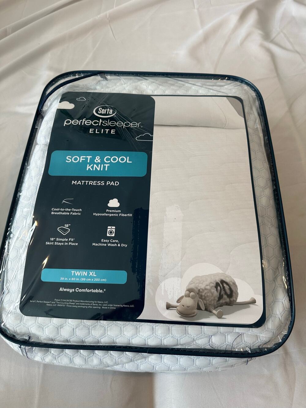 NWT Serta Perfect Sleeper Elite Soft & Cool Knit Twin XL Mattress Pad 18" Fit